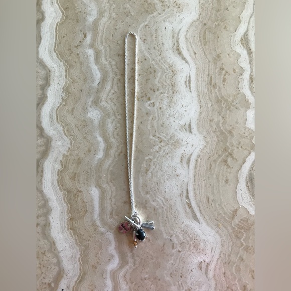 SILVER TONE BALANCE TRINKET NECKLACE - Picture 1 of 5